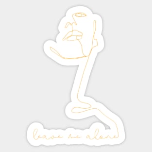 Monoline Face Leave Me Alone Sticker